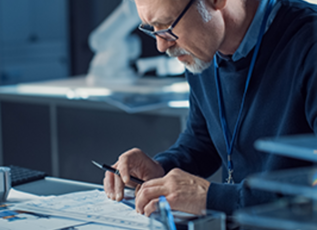 Form- und Lagetolerierung Homepage_Mann_Schreibtisch_Plan
